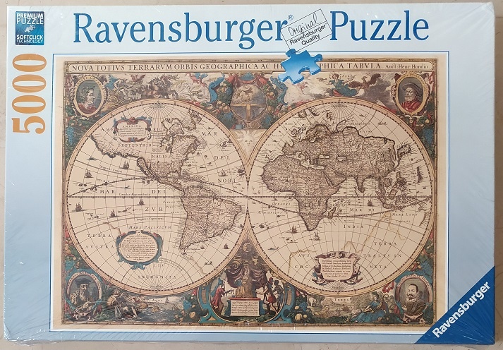 5000, Ravensburger, Antique World Map, Hondius - Rare Puzzles