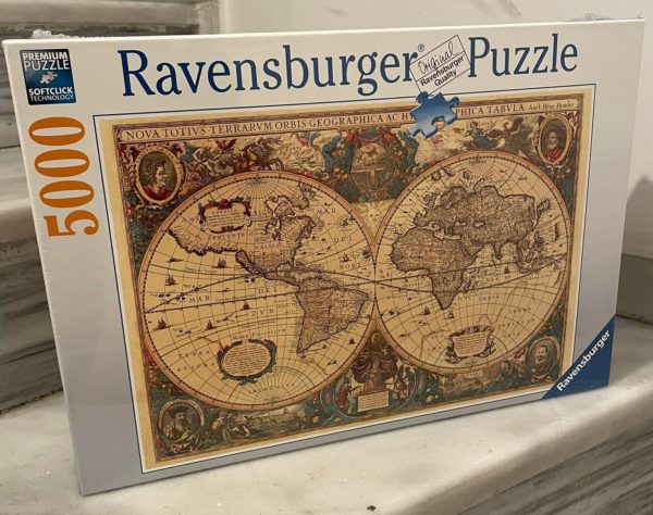 Image of the puzzle 5000, Ravensburger, Antique World Map, by Hondius, Factory Sealed, Picture of the box