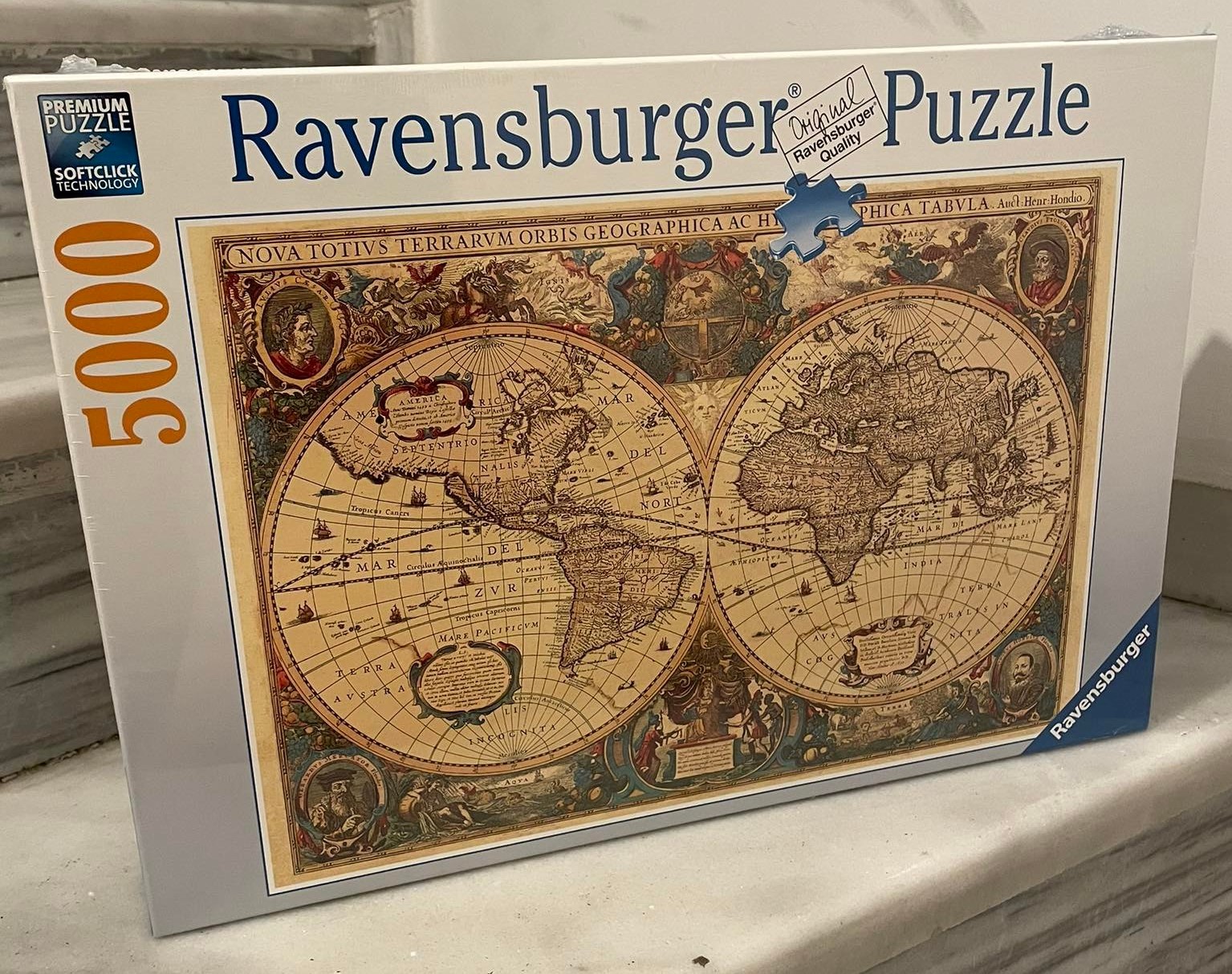 5000, Ravensburger, Antique World Map, Hondius Rare Puzzles