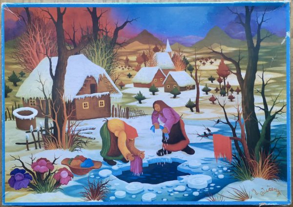 Image of the puzzle 2000, International Team, The Washerwomen, by Josip Večenaj, Incomplete, Picture of the box