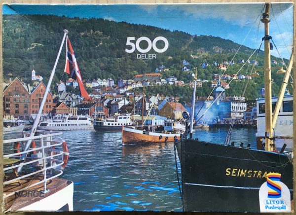 Image of the puzzle 500, Schmidt, VÃ¥gen i Bergen, Complete, Picture of the box
