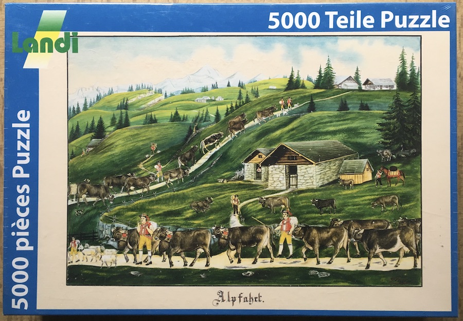 5000, Landi, Alpine Tour, by Gottlieb Feurer, Factory Sealed, 2021-12-27 Image of the puzzle 5000, Landi, Alpine Tour, by Gottlieb Feurer, Factory Sealed, Picture of the box