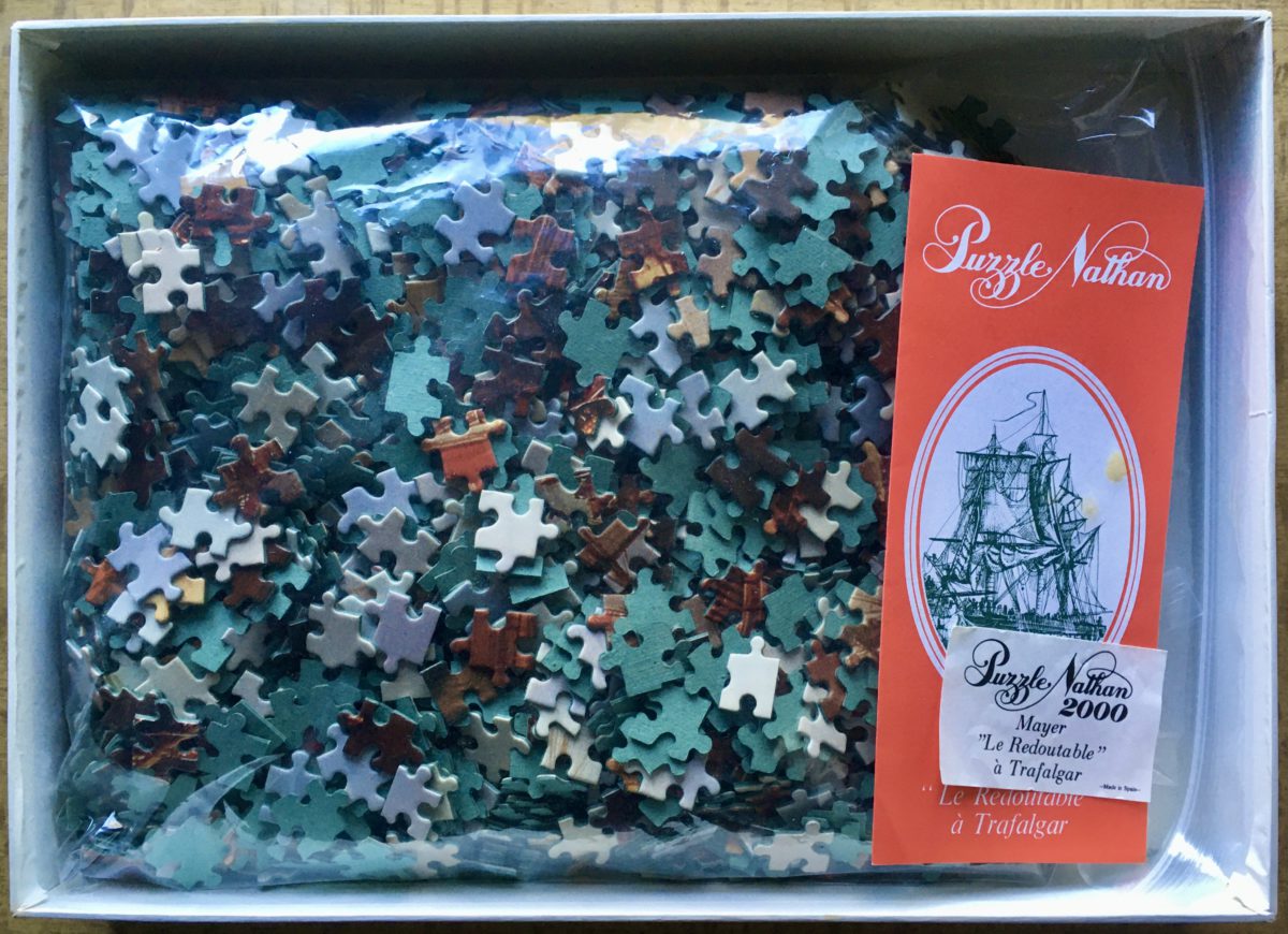 Image of the puzzle 2000, Nathan, The Redoutable at Trafalgar, by Auguste Mayer, Complete, Picture of the bag