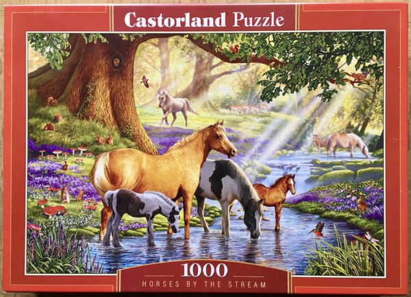 Image of the puzzle 1000, Castorland, Horses by the Stream, by Steve Crisp, Complete, Picture of the box