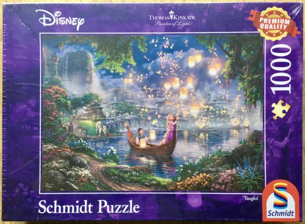 Image of the puzzle 1000, Schmidt, Tangled, Thomas Kinkade, Factory Sealed, Picture of the box