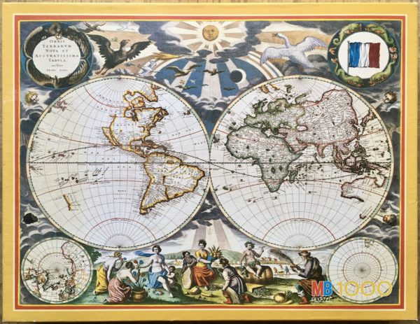 Image of the puzzle 1000, MB, World Map, by Pieter Goos, Complete, Picture of the box