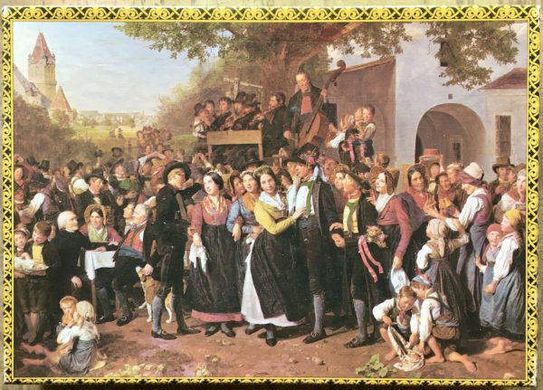 Image of the puzzle 520, Piatnik, Farmer Wedding, by Ferdinand Georg Waldmüller, Complete, Picture of the box