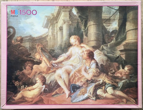 Image of the puzzle 1500, MB, Rinaldo and Armida, by François Boucher, Complete, Picture of the box