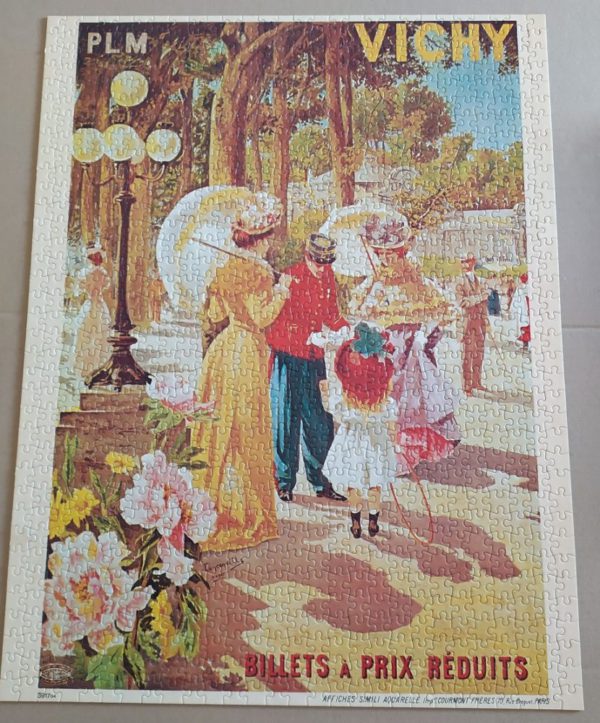 Image of the puzzle 1000, MB, Vichy, Billets à Prix Réduits, Gray & Tanconville, Complete, Picture of the puzzle