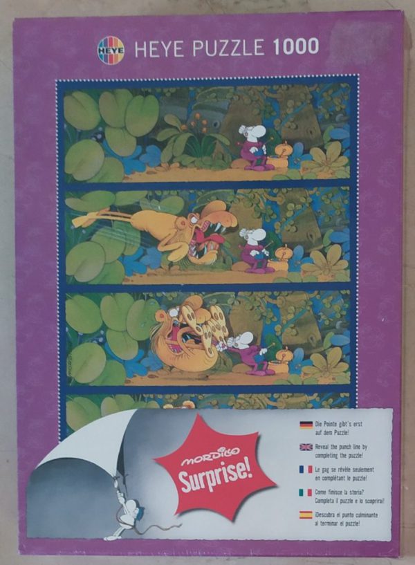 Image of the puzzle 1000, Heye, Surprise! Grandma, by Guillermo Mordillo, Factory Sealed, Picture of the box