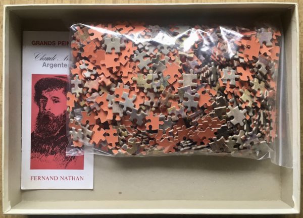 Image of the puzzle 1000, Nathan, Argenteuil, Claude Monet, Complete, Picture of the bag