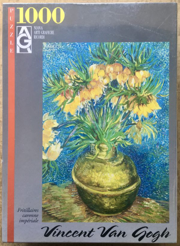 Image of the puzzle 1000, Ricordi, Imperial Fritillaries in a Copper Vase, by Vincent van Gogh, Factory Sealed, Picture of the box