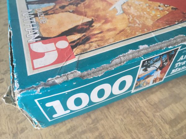 Image of the puzzle 1000, Nathan, Travel Poster, by David Dellepiane, Incomplete, Detail of the box