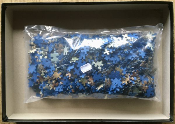 Image of the puzzle 1000, D-Toys, Romantic Winter Landscape with Ice Skaters by a Castle, by Albert Bredow, Sealed Bag, Picture of the bag