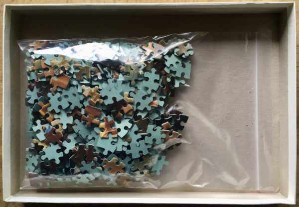 Image of the puzzle 500, Waddingtons, An Omnibus Ride to Piccadilly Circus, by Alfred Morgan, Complete, Picture of the bag