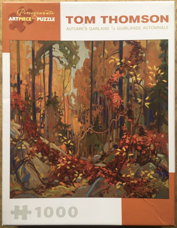 Image of the puzzle 1000, Pomegranate, Autumns Garland, by Tom Thomson, Complete, Picture of the box