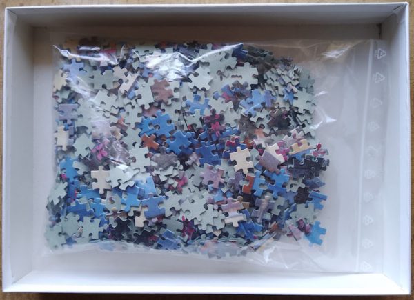 Image of the puzzle 1000, Nathan, Blue Window, by J.P. Zenobel, Incomplete, Picture of the bag