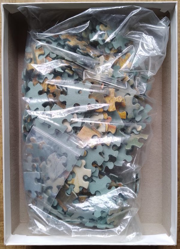 Image of the puzzle 306, MB, Done for the Day, by E.L. Meadows, Complete, Picture of the bag