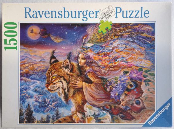 Image of the puzzle 1500, Ravensburger, Flight of the Lynx, by Josephine Wall, Sealed Bag, Picture of the box