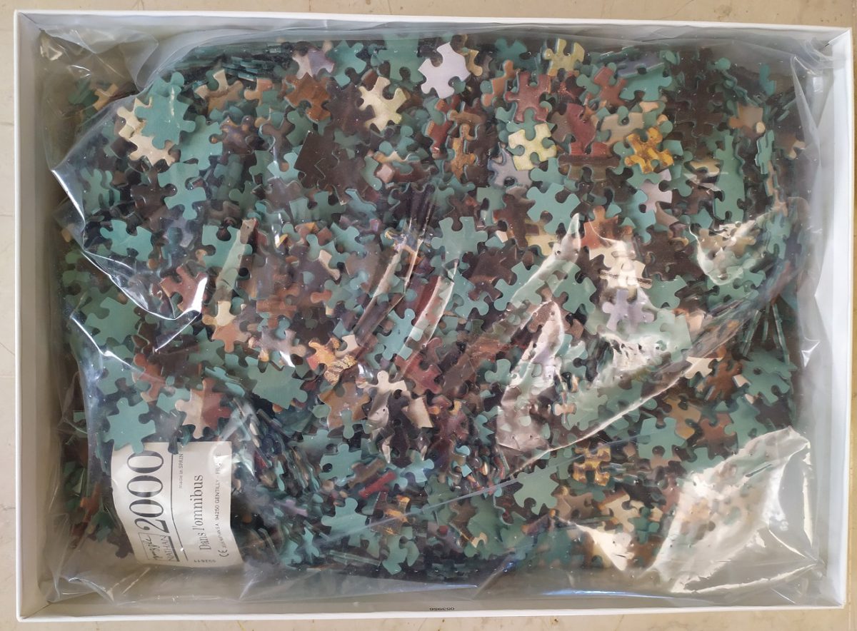 Image of the puzzle 2000, Nathan, On the Omnibus, by Maurice Delondre, Sealed Bag, Picture of the bag