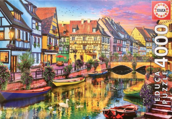 Image of the puzzle 4000, Educa, Colmar Canal, France, by Dominic Davison, Picture of the box