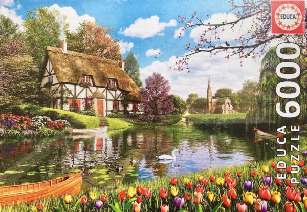 Image of the puzzle 6000, Educa, Lakeside Cottage, by Dominic Davison, Picture of the box
