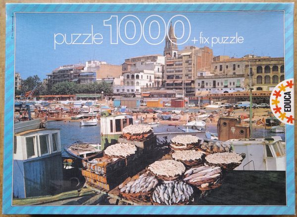 Image of the puzzle 1000, Educa, Fishing in Palamós, Girona, Complete, Picture of the box