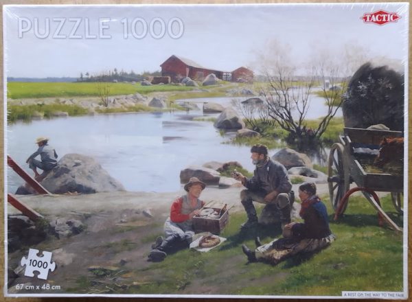 Image of the puzzle 1000, Tactic, A Rest on the Way to the Fair, by Gunnar Berndtson, Factory Sealed, Picture of the box