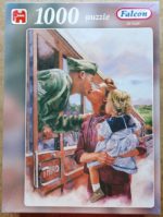 Image of the puzzle 1000, Jumbo, The Farewell Kiss, by John Hancock, Complete, Picture of the box