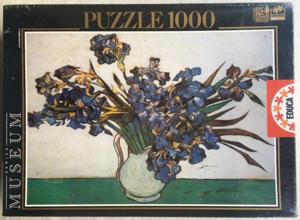 Image of the puzzle 1000, Educa, Vase with Irises, by Vincent van Gogh, Factory Sealed, Picture of the box