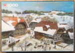 Image of the puzzle 1000, Jumbo, Village Scene in Winter, by Helen Gudel, Complete, Picture of the box