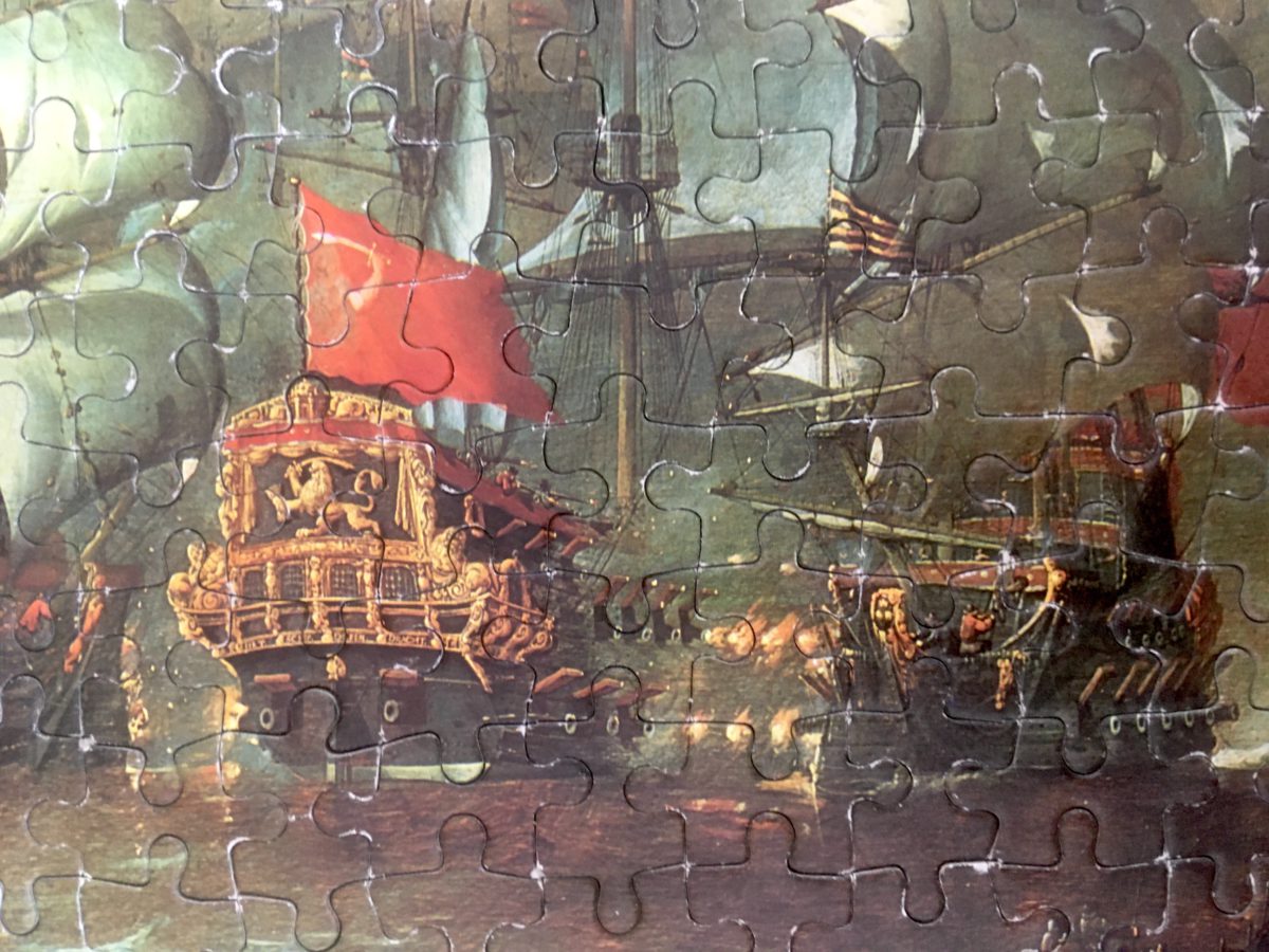 Image of the puzzle 247, Egel, The Battle of the Sound with the Eendracht Engaging Two Swedish Warships, Complete, Detail of the puzzle