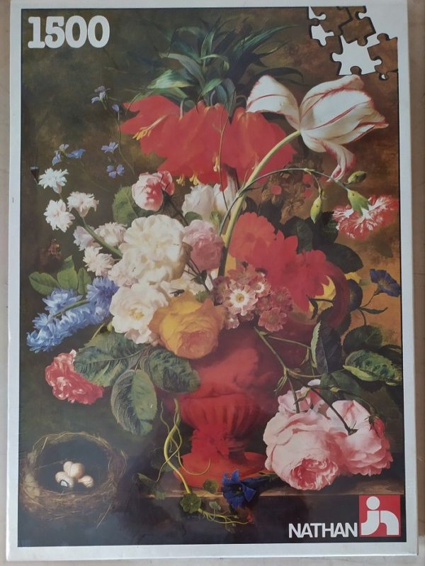 Image of the puzzle 1500, Nathan, Still Life with Flowers, by Jan van Huysum, Factory Sealed, Picture of the box