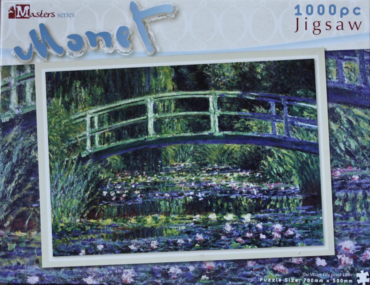 1000, RMS, The Water Lily Pond, by Claude Monet, Sealed Bag, Listed by ArtPuzzler Image of the puzzle 1000, RMS, The Water Lily Pond, by Claude Monet, Sealed Bag, Picture of the box