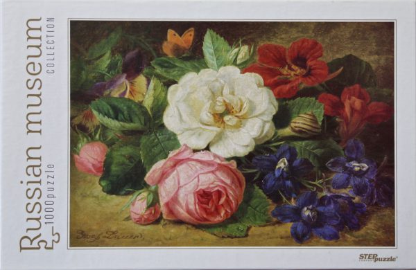 Image of the puzzle 1000, Step, Bouquet of Flowers with a Snail, by Josef Launer, Sealed Bag, Picture of the Box