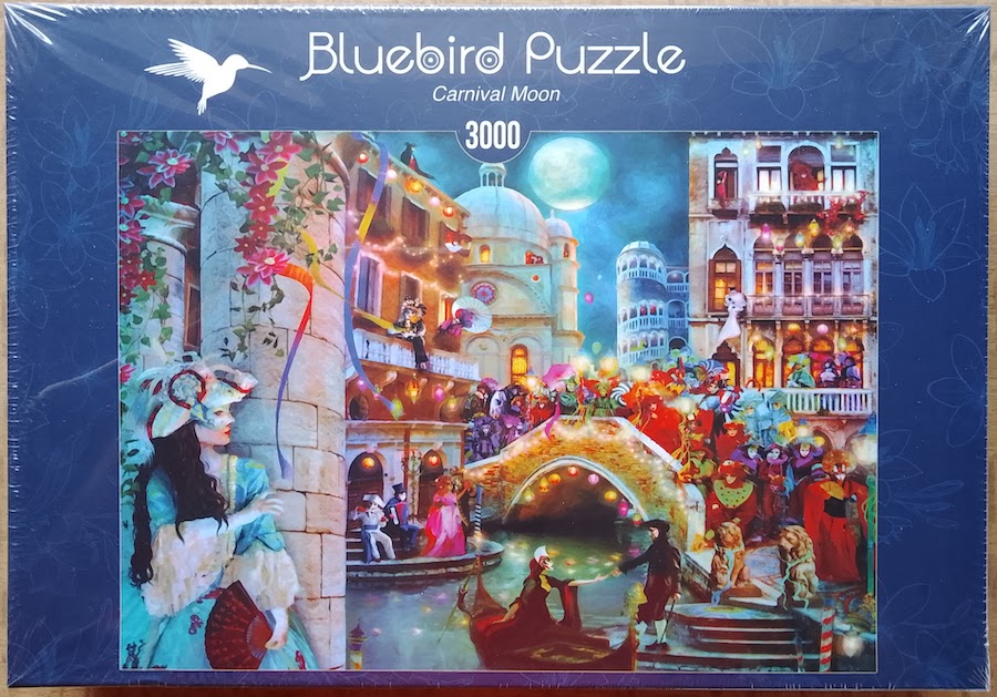 3000, Bluebird, Carnival Moon, by Aimee Stewart, Factory Sealed Image of the puzzle 3000, Bluebird, Carnival Moon, by Aimee Stewart, Picture of the box