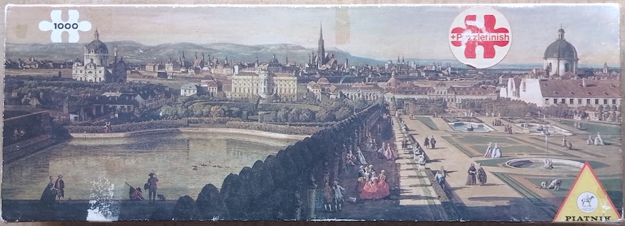 1000, Piatnik, View of Vienna from the Belvedere, by Bernardo Belotto, Complete, 2022-05-24 Image of the puzzle 1000, Piatnik, View of Vienna from the Belvedere, by Bernardo Belotto, Complete, Picture of the box