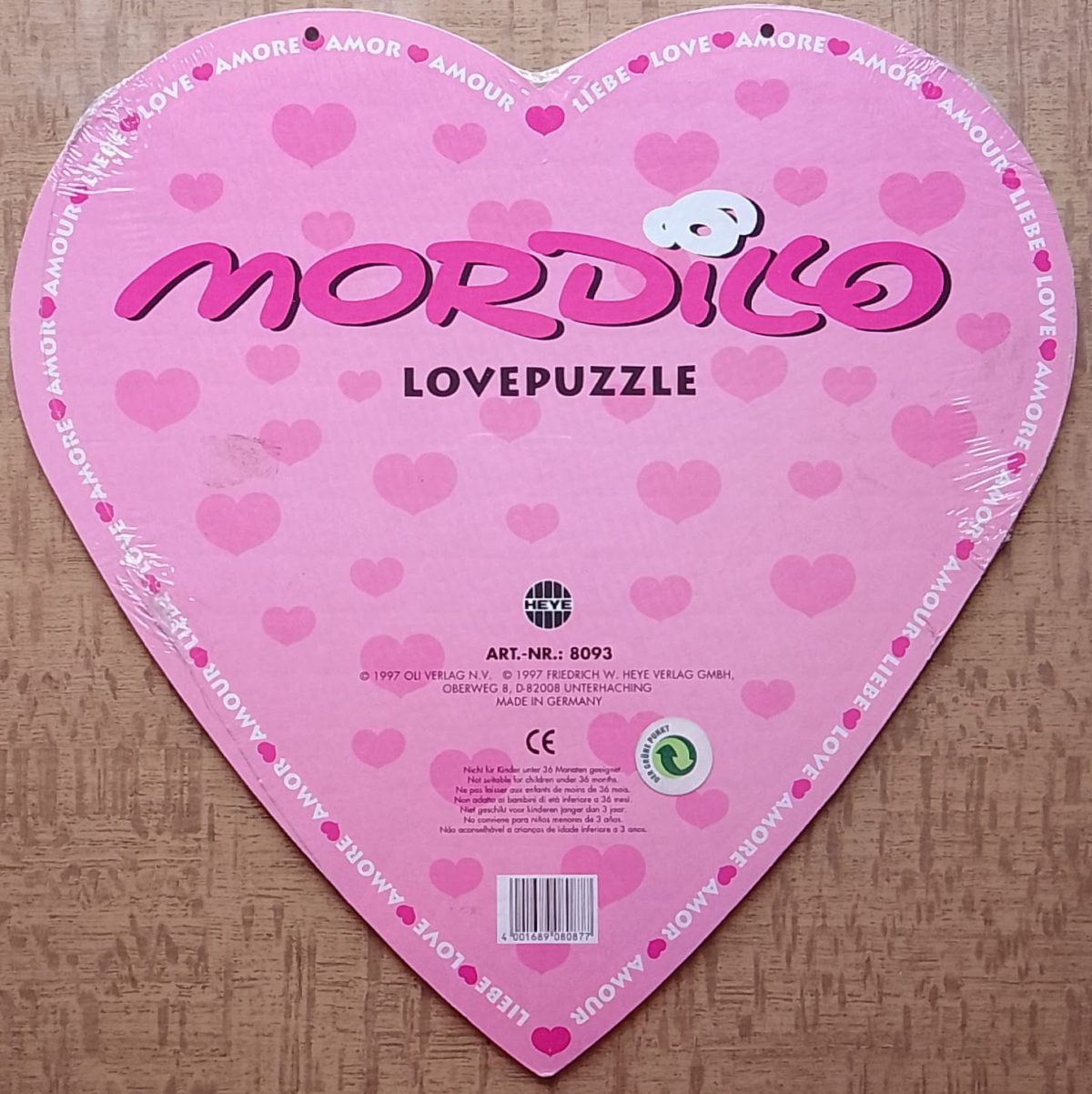 Image of the puzzle 215, Heye, Love Puzzle - Happily Ever After, by Guillermo Mordillo, Factory Sealed, Picture of the back