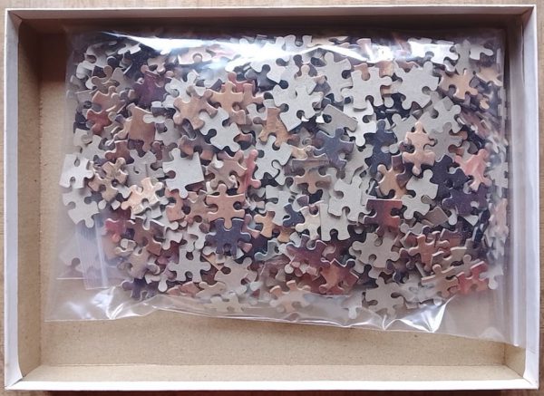 Image of the puzzle 750, Oz, Shearing the Rams, by Tom Roberts, Incomplete, Picture of the bag