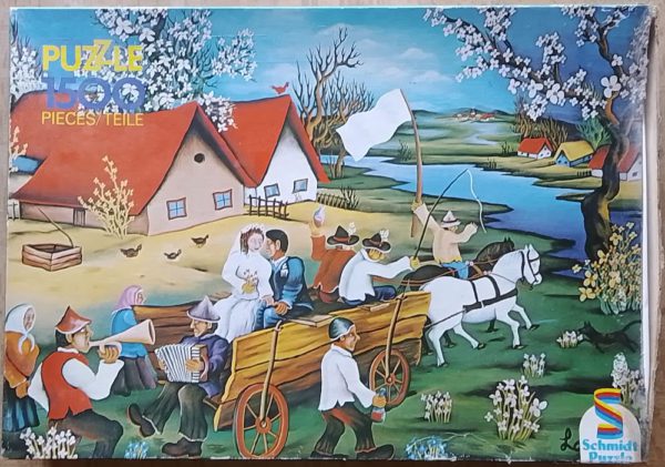 Image of the puzzle 1500, Schmidt, Village Wedding, by Josip Lojan, Complete, Picture of the box