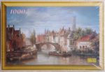 Image of the puzzle 1000, Fame, Barges on the Canal in Bruges, by Pierre Justin Ouvrié, Factory Sealed, Picture of the box