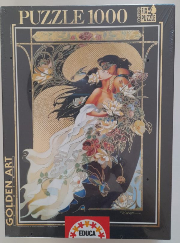 Image of the puzzle 1000, Educa, Romantic Couple, by Sandra Wakeen, Factory Sealed, Picture of the box