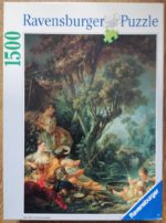 Image of the puzzle 1500, Ravensburger, The Angler, François Boucher, Sealed Bag, Picture of the box