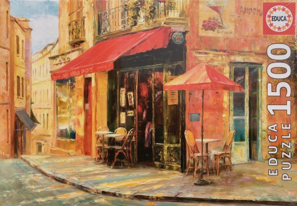 Image of the puzzle 1500, Educa, Hillside Cafe, by Haixia Liu, Picture of the box