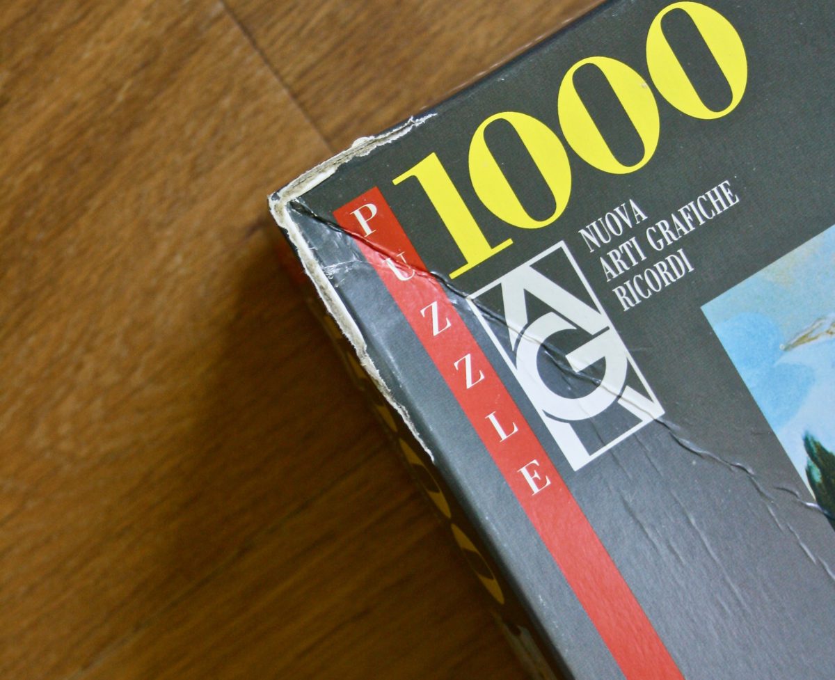 Image of the puzzle 1000, Ricordi, Apparition of a visage, by Salvador Dalí, Sealed Bag, Picture of the corner