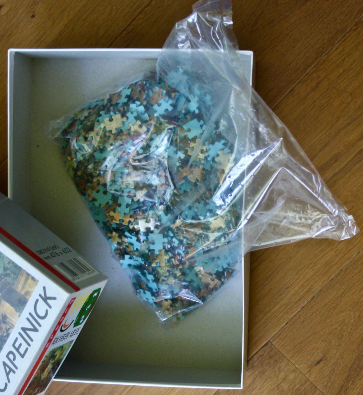 Image of the puzzle 1000, Ricordi, Still Life II with Tropical Palms, by Jean Capeinick, Sealed Bag, Picture of the bag