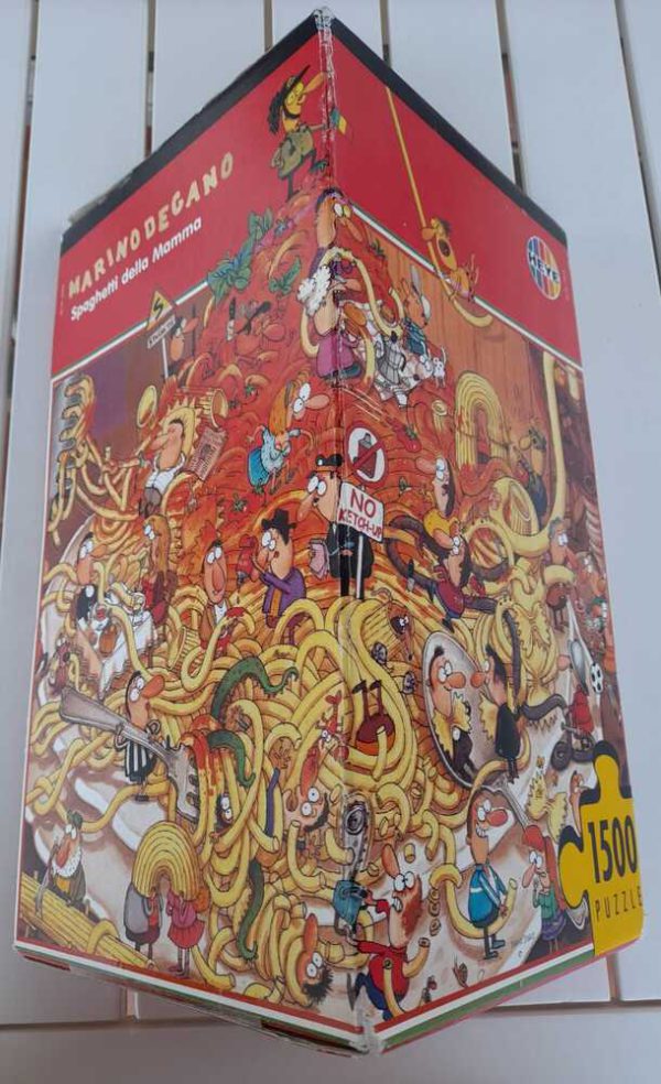 Image of the puzzle 1500, Heye, Spaghetti della Mamma, by Marino Degano, Sealed Bag, Picture of the box
