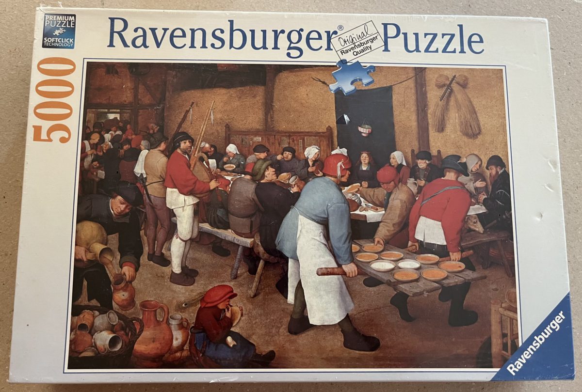 Image of the puzzle 5000, Ravensburger, The Peasant Wedding, by Pieter Bruegel the Elder, Factory Sealed, Picture of the box