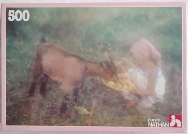 Image of the puzzle 500, Nathan, The Little Girl with the Little Goat, by Jean-Pierre Horlin, Factory Sealed, Picture of the box