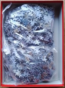 Image of the puzzle 1000x2, Jumbo, Skating & Mother doing the Laundry, by Cornelis Jetses, Complete, Picture of the bag